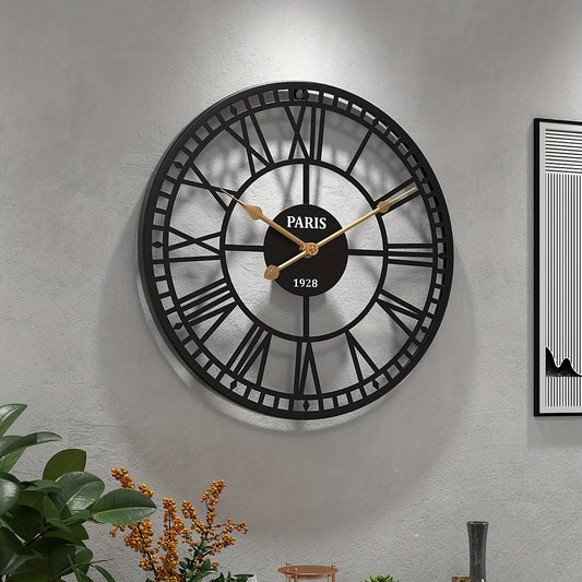Nutshell Roman numeral wall clock in black with elegant design and classic style for modern decor