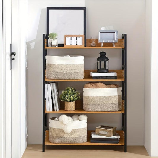 Nutshell Rope Storage Basket with Handles displayed on a stylish shelf for home organization