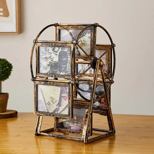 Nutshell rotating Ferris wheel photo frame with vintage design for displaying multiple pictures