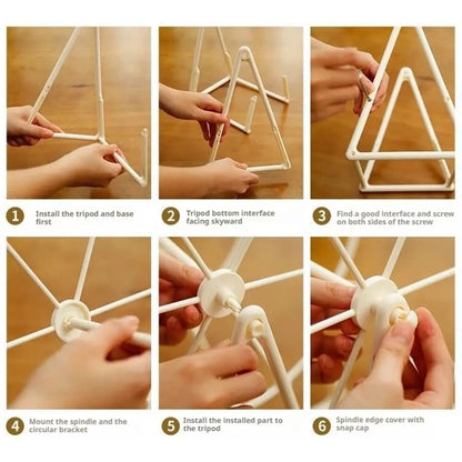 Step-by-step assembly guide for Nutshell rotating Ferris wheel photo frame installation