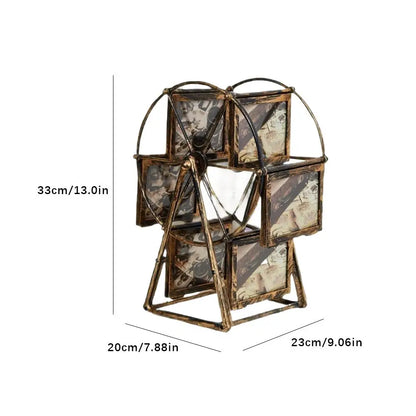 Decorative rotating Ferris wheel photo frame with four picture slots for cherished memories