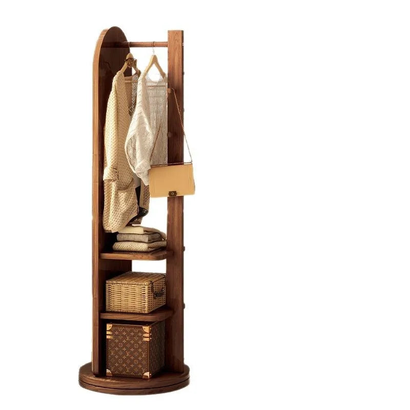 Nutshell Rotating Full Length Mirror with Storage for Clothing and Accessories in a Stylish Wood Design