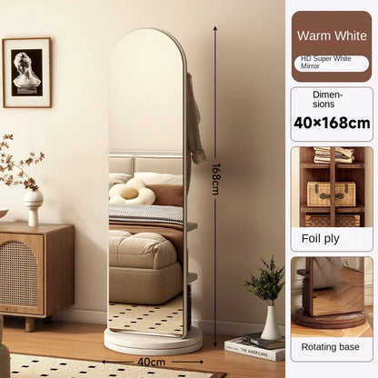 Nutshell Rotating Full Length Mirror with a sleek design and warm white finish, measuring 40x168cm