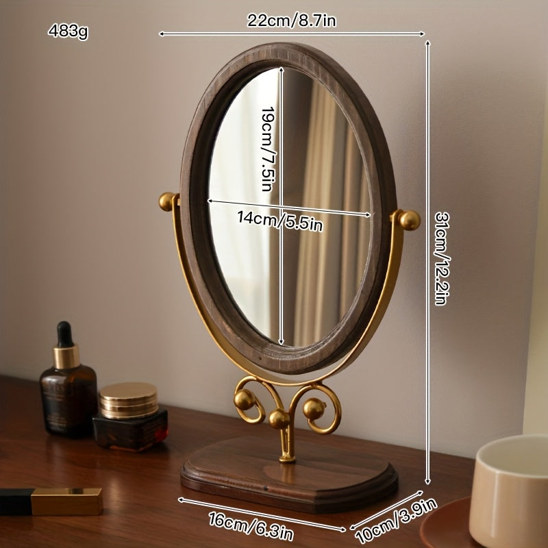 Nutshell rotating iron frame mirror with elegant design and adjustable position for home decor