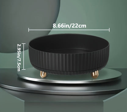 Small Rotating Makeup and Perfume Organizer in Black with Gold Legs for Easy Access and Storage