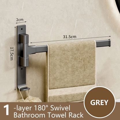 Nutshell rotatable bathroom towel rack with 180-degree swivel for space-saving convenience