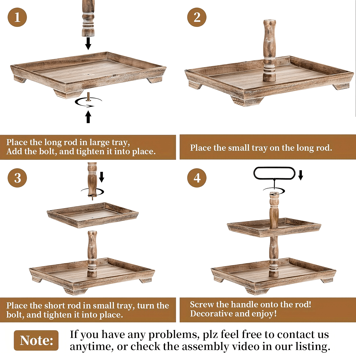 Rustic farmhouse tiered tray assembly instructions for easy setup and decor display