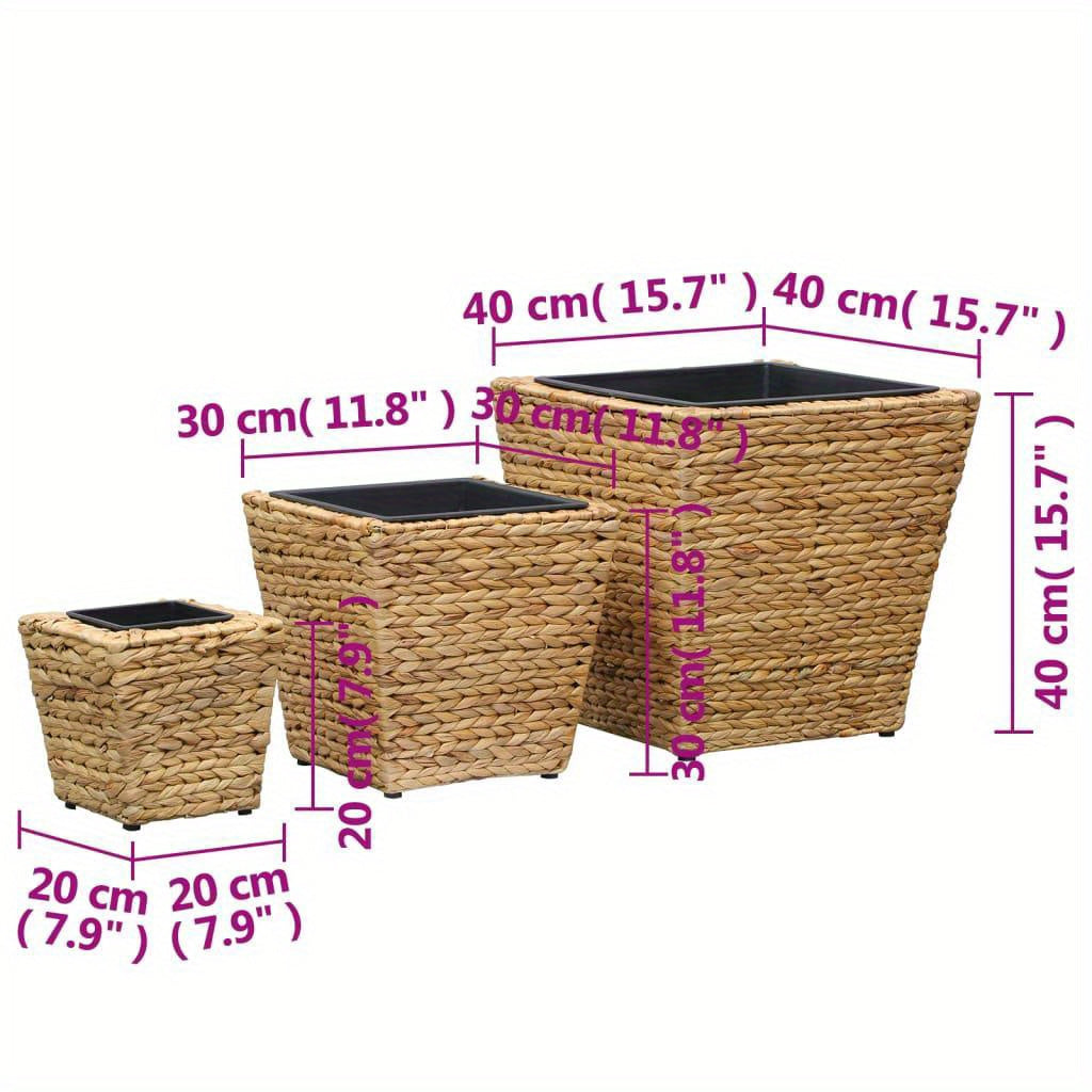 Nutshell rustic water hyacinth planters in various sizes with a natural woven texture