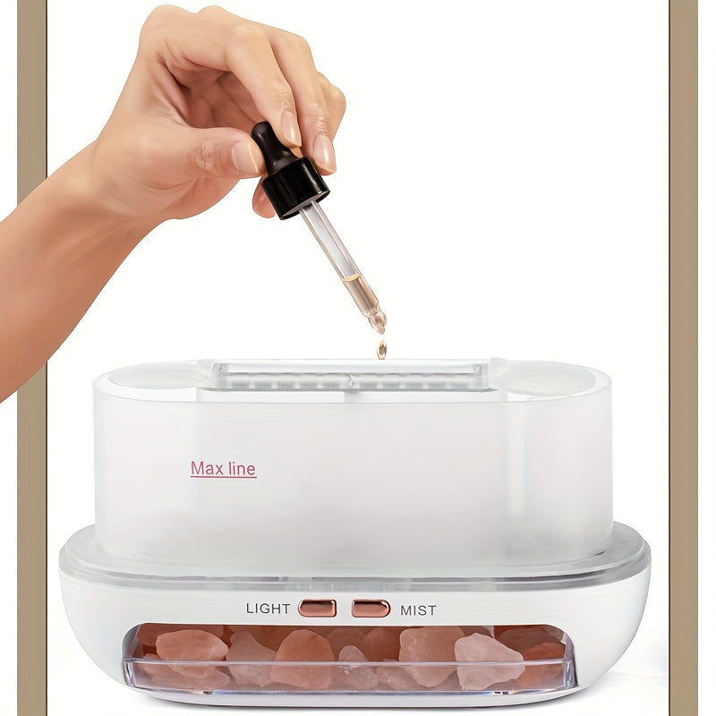 Nutshell salt stone flame diffuser with hand adding essential oils for aromatherapy