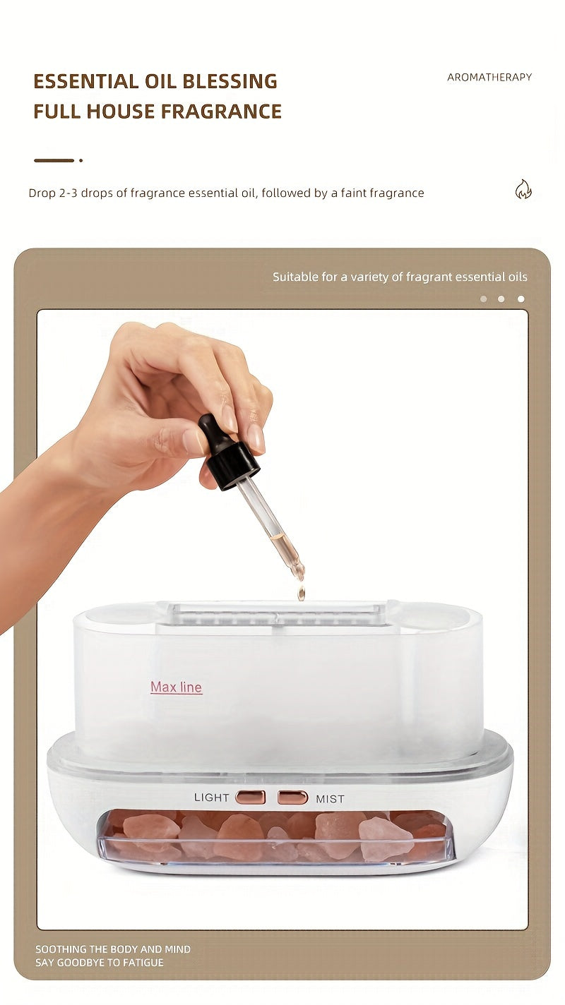 Nutshell salt stone flame diffuser with essential oil dropper for enhancing home fragrance