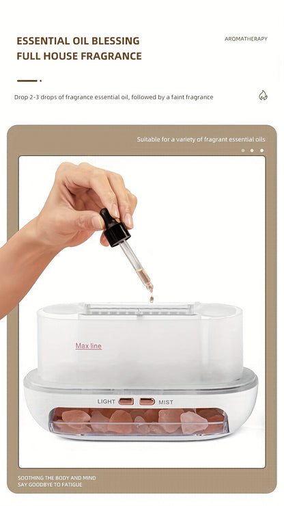 Nutshell salt stone flame diffuser with essential oil dropper for enhancing home fragrance