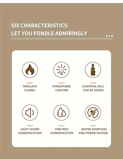 Nutshell salt stone flame diffuser with atmospheric lighting and essential oil capabilities