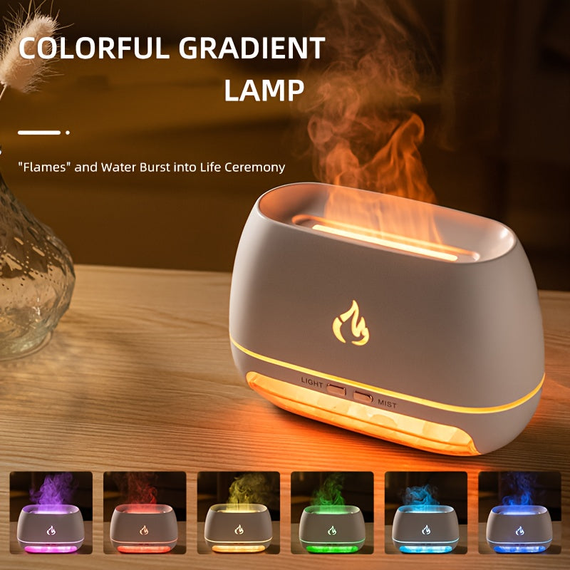 Nutshell salt stone flame diffuser with colorful gradient lamp and mist features for a relaxing atmosphere
