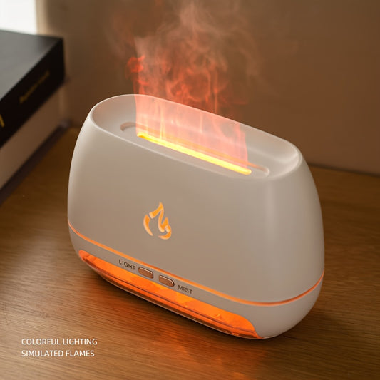 Nutshell salt stone flame diffuser with colorful lighting and simulated flames for a relaxing atmosphere