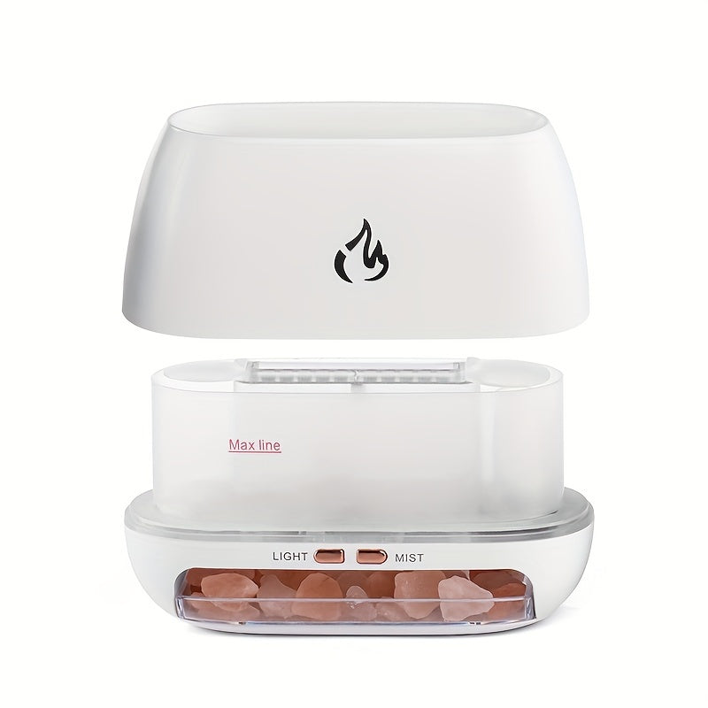 Nutshell salt stone flame diffuser with a sleek design for aromatic mist and ambiance