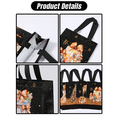 Nutshell Santa Claus snowman tote bags with festive gift and holiday design for shopping or gifting