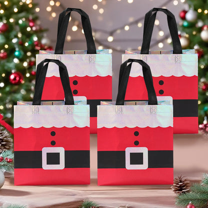 Set of Santa Claus snowman tote bags featuring a festive Santa design for holiday shopping