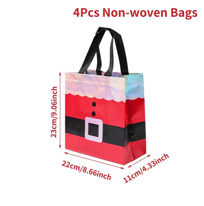 Set of Santa Claus snowman tote bags featuring a festive design for holiday shopping