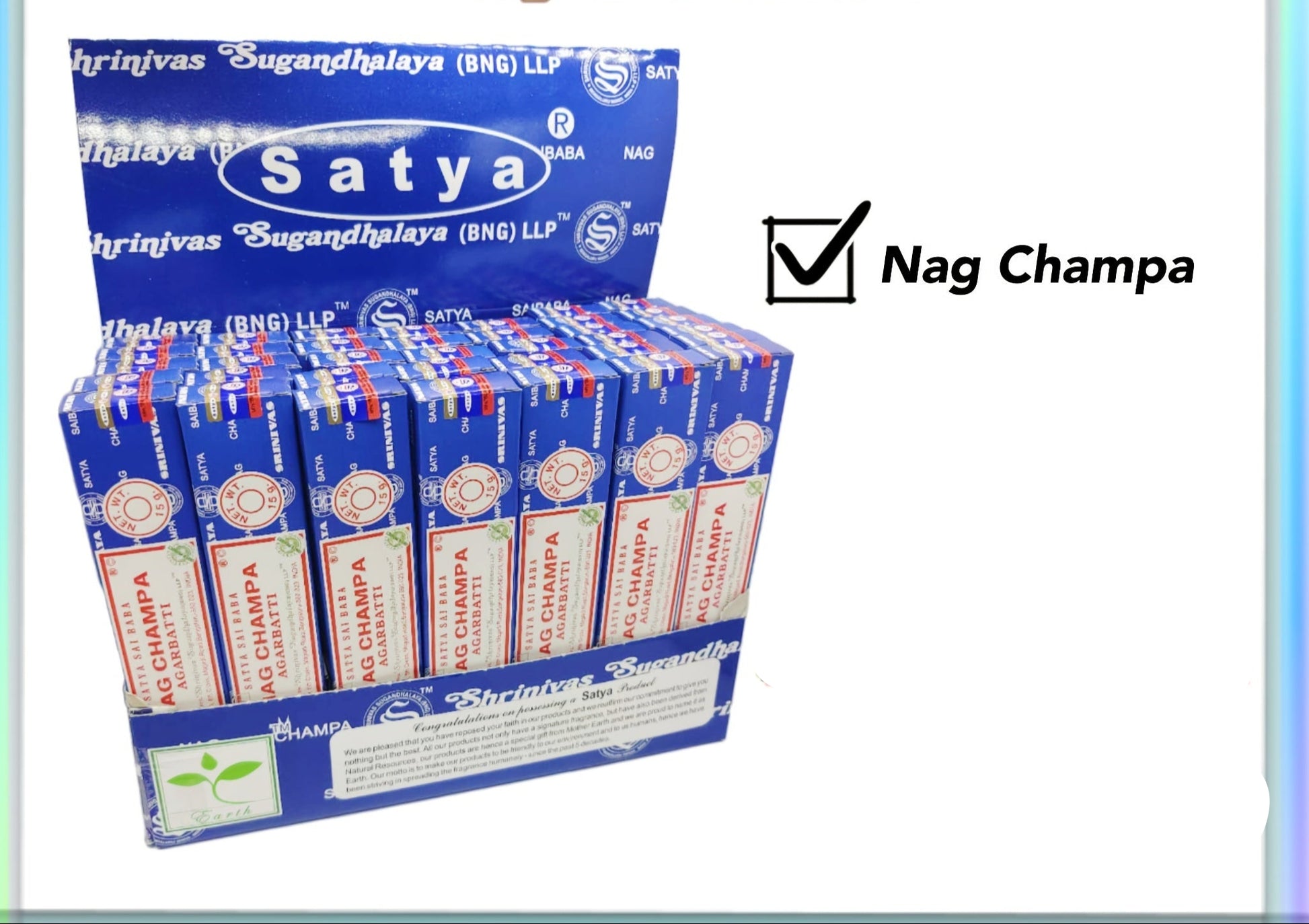 Satya Incense Sticks in Nag Champa fragrance with 100% original handcrafted quality and free holder included