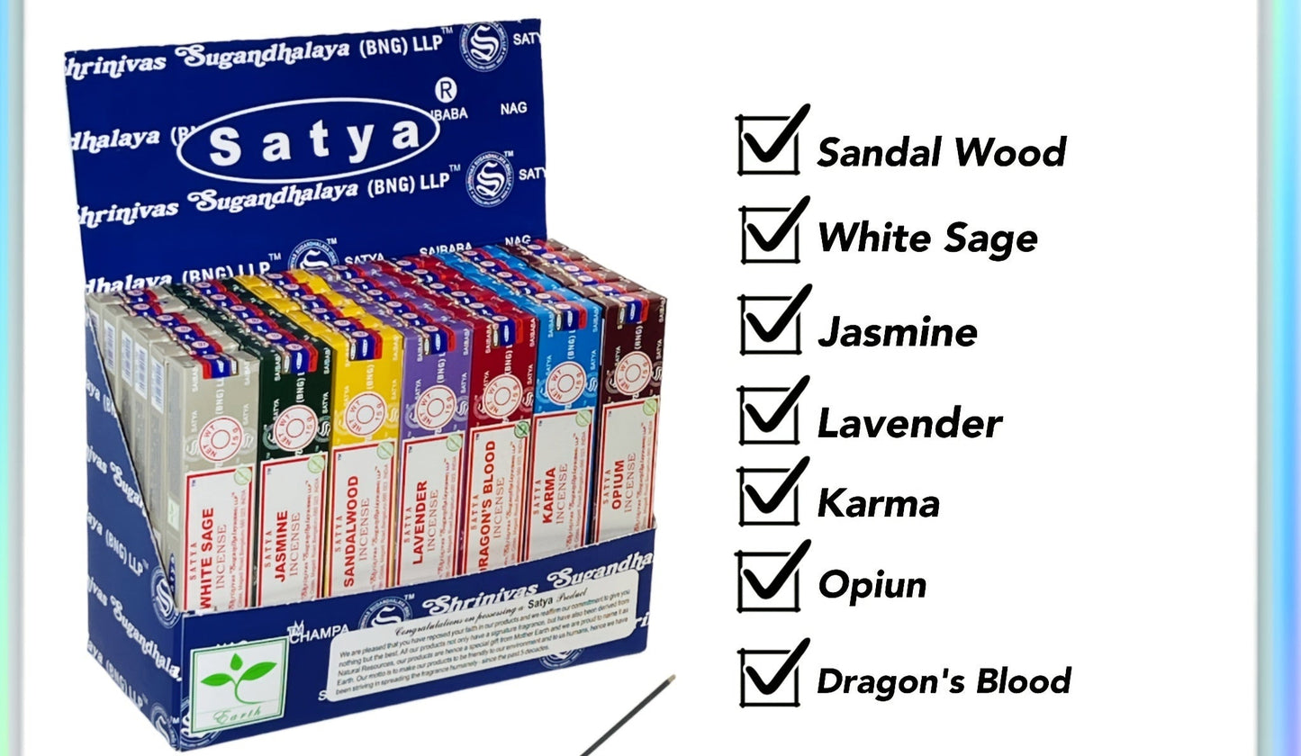Nutshell Satya Incense Sticks Display Box with Various Fragrances for Aromatherapy