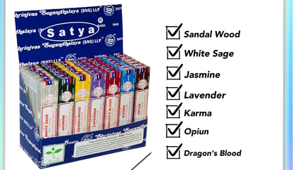 Nutshell Satya Incense Sticks Display Box with Various Fragrances for Aromatherapy
