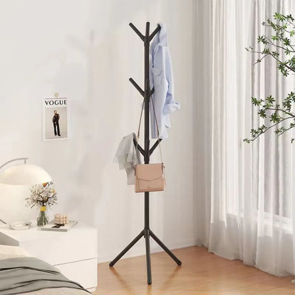 Nutshell tree branch coat rack freestanding black metal coat stand with multiple hooks for coats and bags