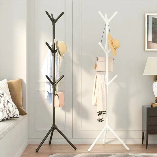 Nutshell tree branch coat rack standing wooden style with black and white finishes for hats coats bags