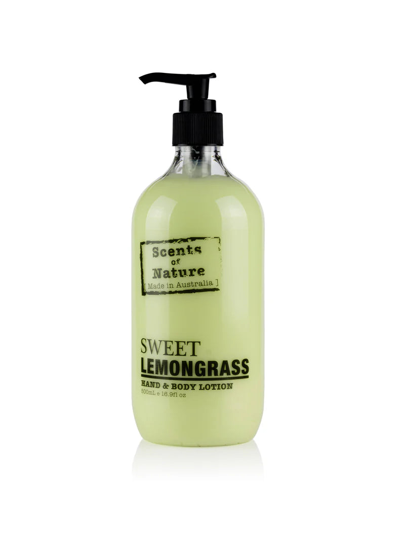 Nutshell Scents of nature Body Lotion Sweet Lemongrass hand and body cream in pump bottle