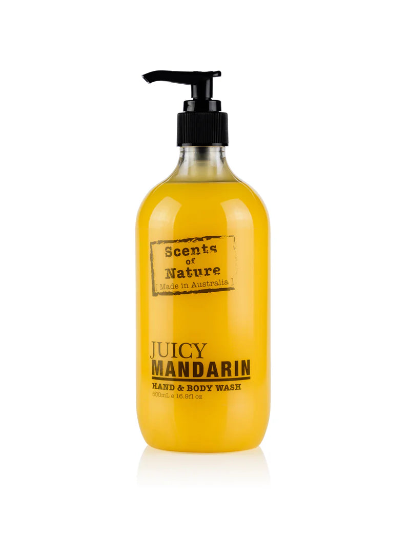 Nutshell Scents of Nature Hand and Body Wash Juicy Mandarin cream in clear pump bottle