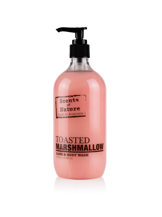 Nutshell Scents of Nature Hand and Body Wash in toasted marshmallow scent with pink cream formula
