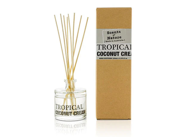 Nutshell Scents of Nature Reed Diffuser 150mL Tropical Coconut Cream fragrance with natural rattan sticks