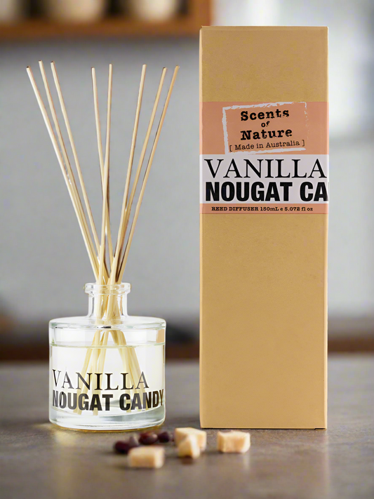 Nutshell Scents of Nature Reed Diffuser 150mL vanilla nougat candy fragrance with natural reed sticks