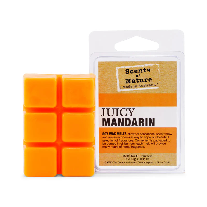 Nutshell Juicy Mandarin Scents of Nature Soy Wax Melts with six orange cubes for home fragrance