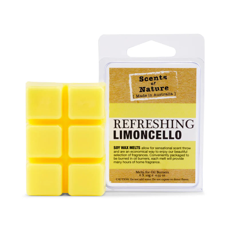 Nutshell Scents of Nature Soy Wax Melts in Refreshing Limoncello scent with yellow wax cubes