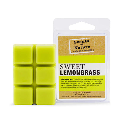 Nutshell Sweet Lemongrass Scents of Nature Soy Wax Melts with six green wax cubes for home fragrance