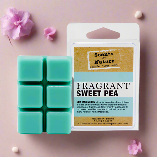 Nutshell Scents of Nature Soy Wax Melts Sweet Pea fragrance with six green wax cubes