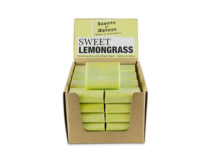 Tilley Soap Bars Nutshell sweet lemongrass vegetable oil soap bars in cardboard display box for retail