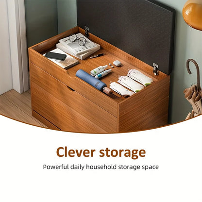 Nutshell Shoe Bench with Cushioned Seat featuring clever storage for daily household items