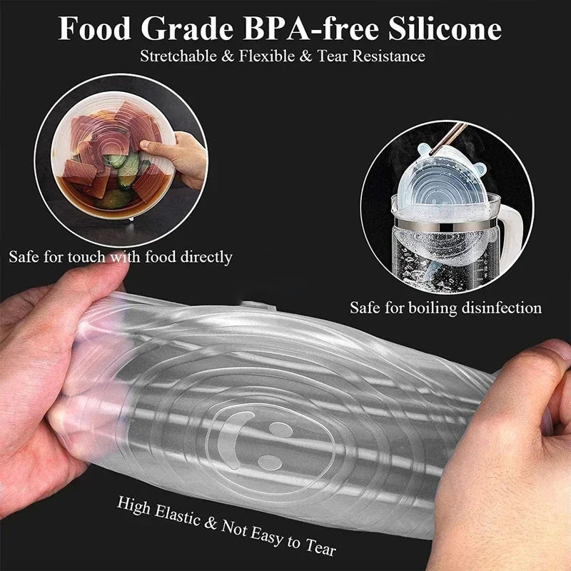 Food grade BPA-free Silicone Stretch Lid demonstrating flexibility and tear resistance for various containers