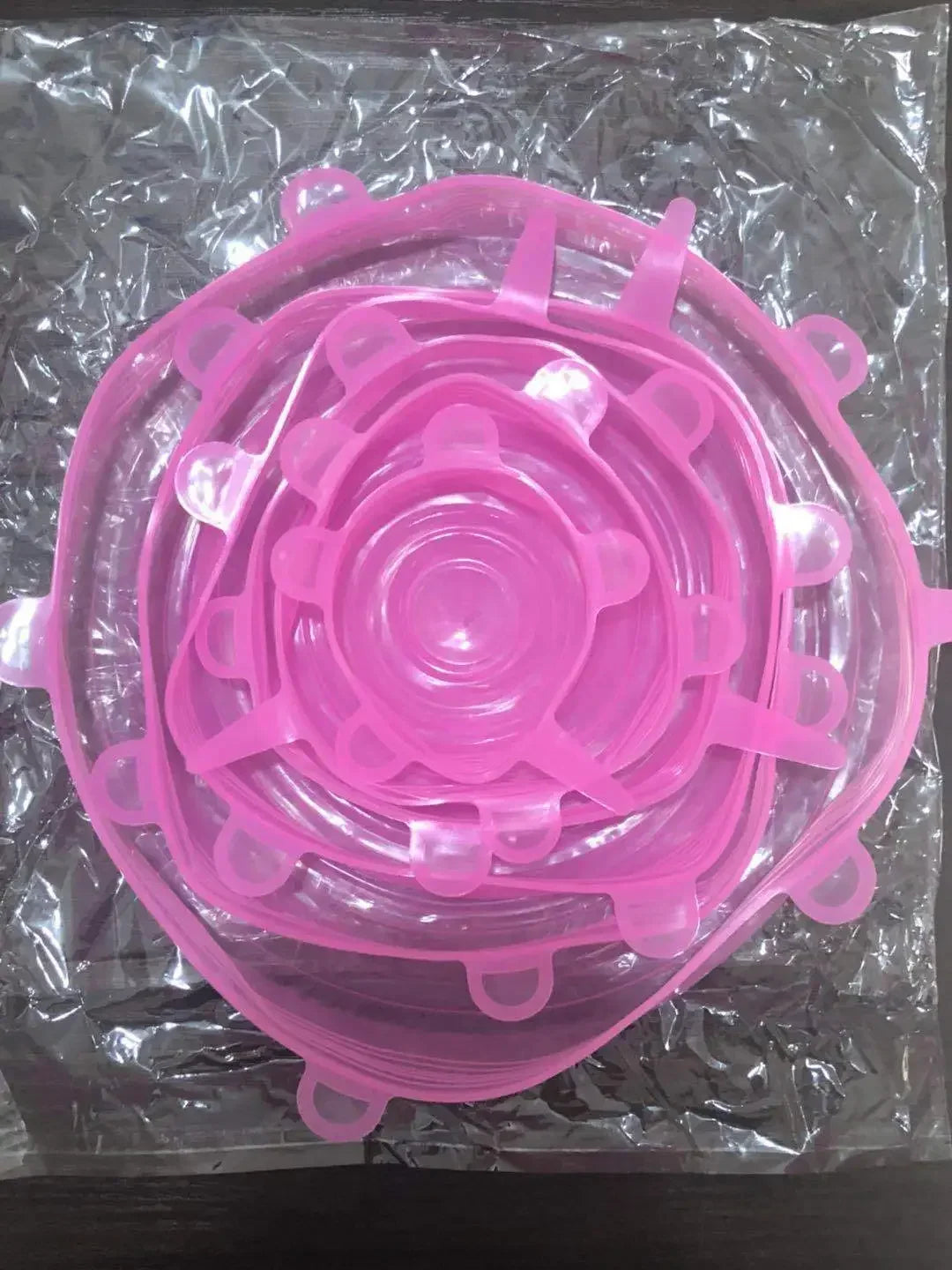 Set of Pink Silicone Stretch Lids in Various Sizes for Food Storage and Freshness