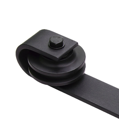 Nutshell black metal sliding barn door hardware wheel and track component for home decor