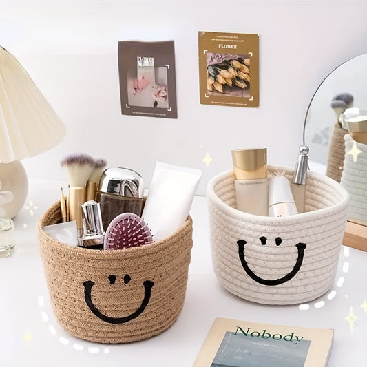 Nutshell Smile Design Home Decor Storage Baskets in Beige and White for Children's Nursery Organization