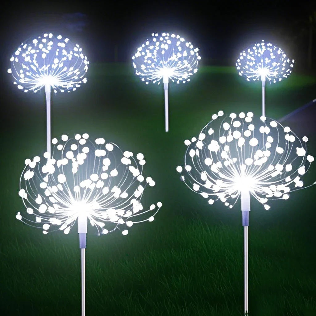 Nutshell solar fireworks lights outdoor with glowing LED flowers for garden decoration