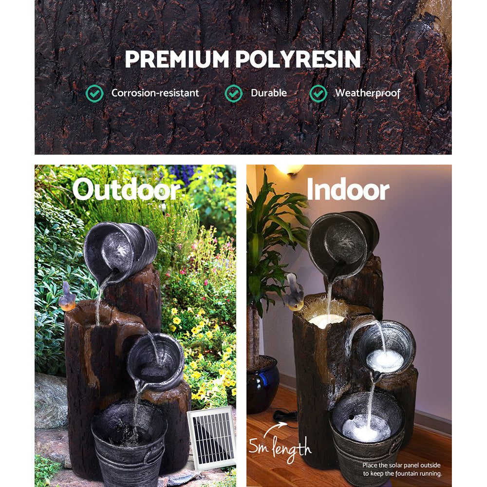 Nutshell Solar Fountain Water Feature made of durable premium polyresin for outdoor and indoor use