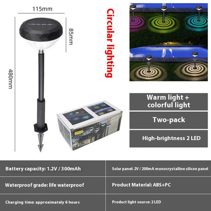 Two-pack solar pathway lights outdoor waterproof with warm and colorful lighting for garden use
