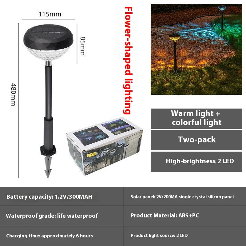 Nutshell solar pathway lights outdoor waterproof with flower-shaped design and high-brightness LED in a two-pack