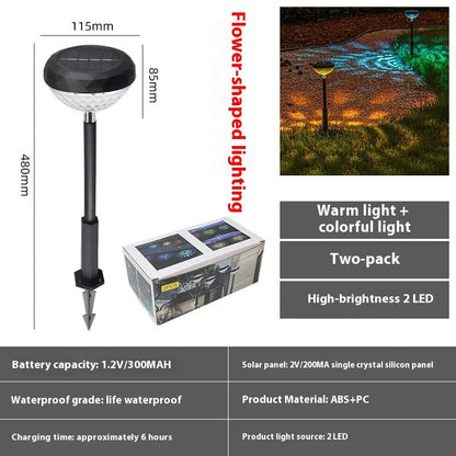 Nutshell solar pathway lights outdoor waterproof with flower-shaped design and high-brightness LED in a two-pack