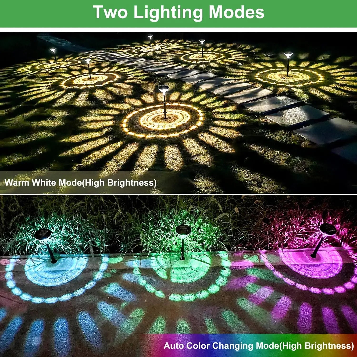 Nutshell solar pathway lights outdoor waterproof with warm white and color changing modes for garden illumination