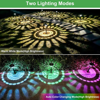 Nutshell solar pathway lights outdoor waterproof with warm white and color changing modes for garden illumination