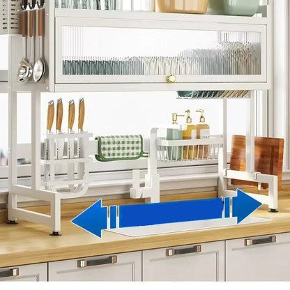 Nutshell stainless steel sink dish cabinet kitchen organizer with knife holder and drying racks